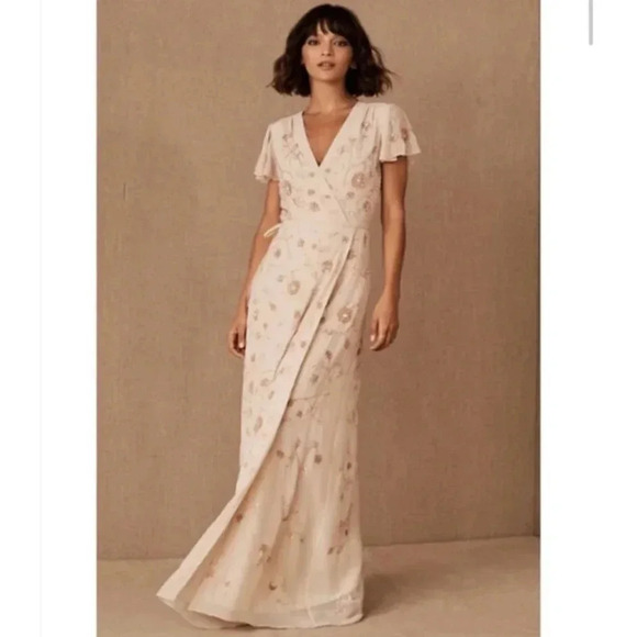 NWT BHLDN Plymouth Wrap Dress OYSTER - Picture 1 of 11